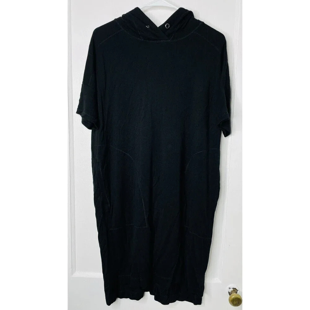 Philosophy Dresses Womens Sz M T Shirt Dress Oversized Black Hooded Short Sleeve